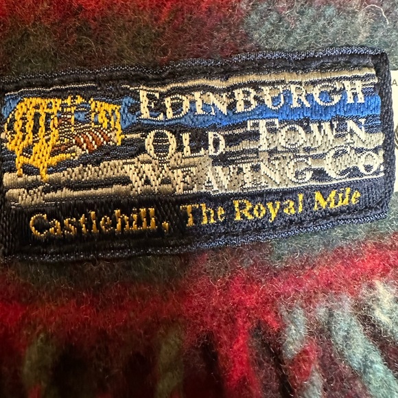 Vintage Edinburgh Pure Wool Scarf Red Tartan Plaid Fringe 61” Made UK Holiday - Picture 4 of 11